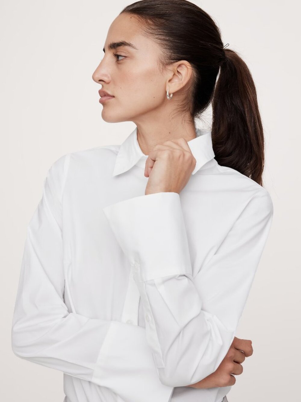 NWT Banana Republic White Tailored Cotton Poplin Riley II Shirt Top 8P